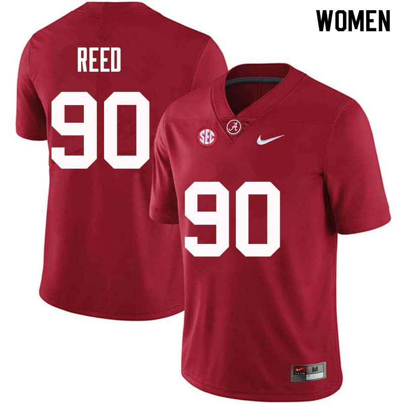 Women #90 Jarran Reed Alabama Crimson Tide College Football Jerseys Sale-Crimson